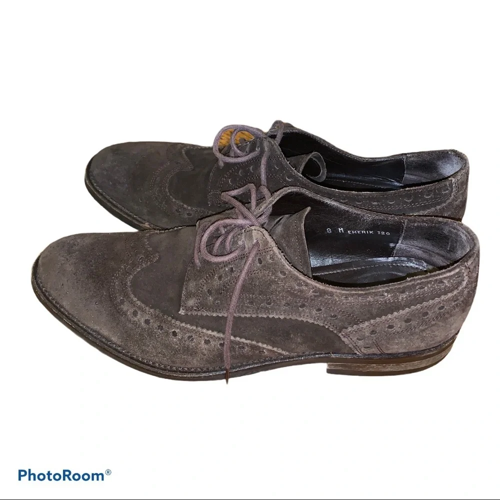 Donald J. Pliner Brown Suede Oxford Wingtip Shoes